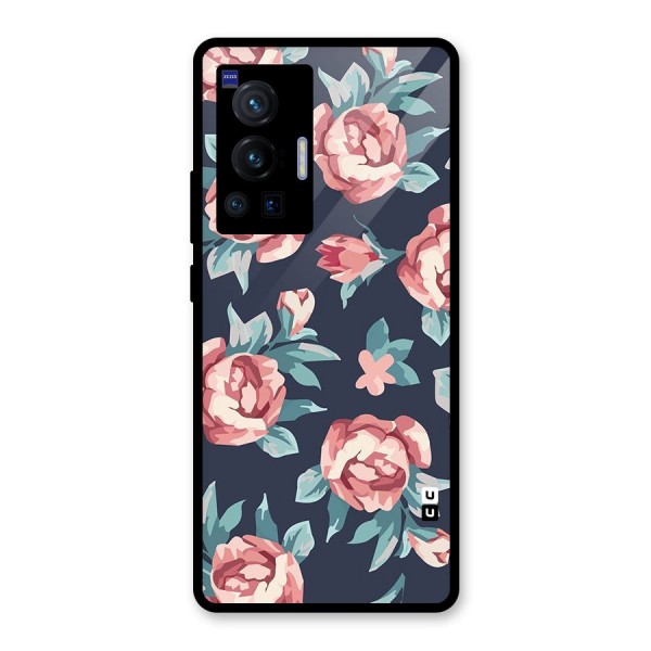 Flowers Painting Glass Back Case for Vivo X70 Pro