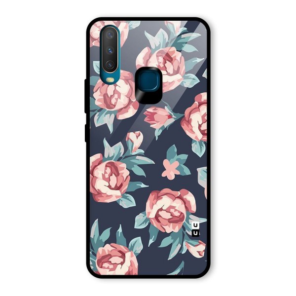 Flowers Painting Glass Back Case for Vivo Y12