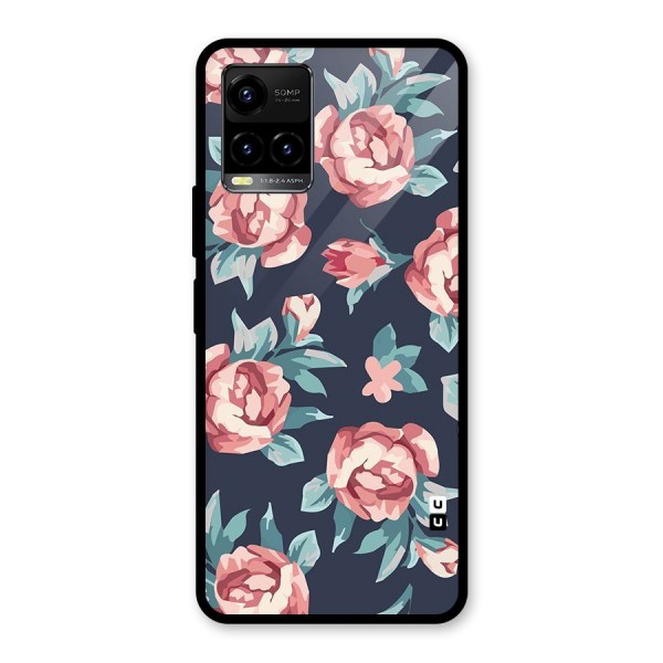 Flowers Painting Glass Back Case for Vivo Y21 2021