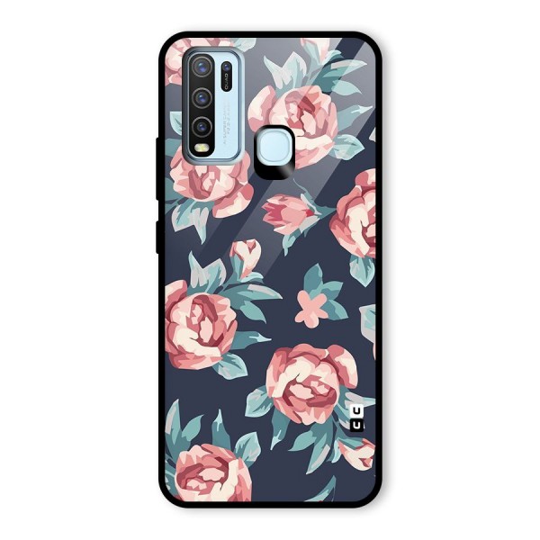 Flowers Painting Glass Back Case for Vivo Y30