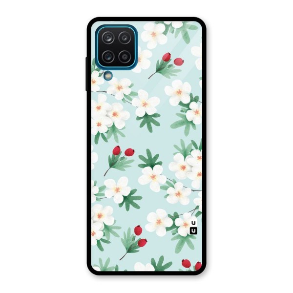 Flowers Pastel Glass Back Case for Galaxy A12