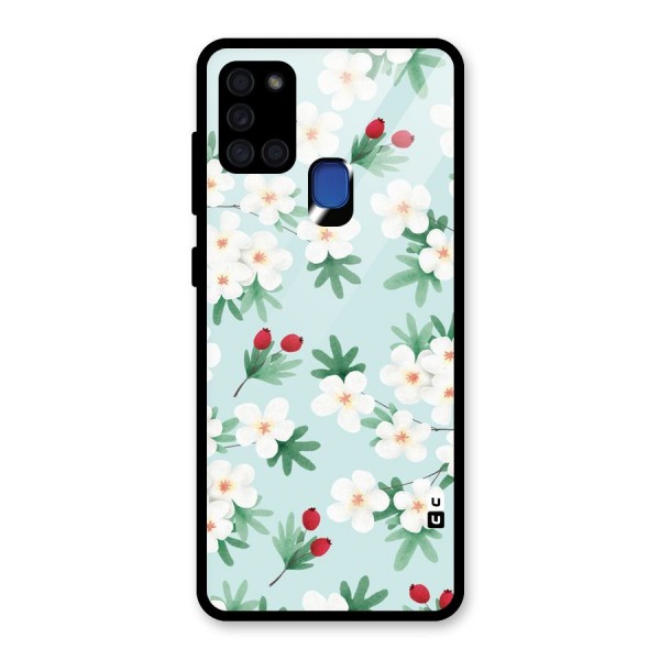 Flowers Pastel Glass Back Case for Galaxy A21s