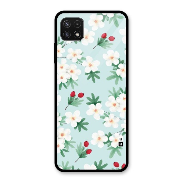 Flowers Pastel Glass Back Case for Galaxy A22 5G