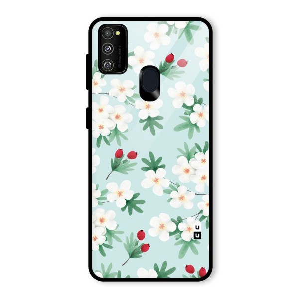 Flowers Pastel Glass Back Case for Galaxy M21