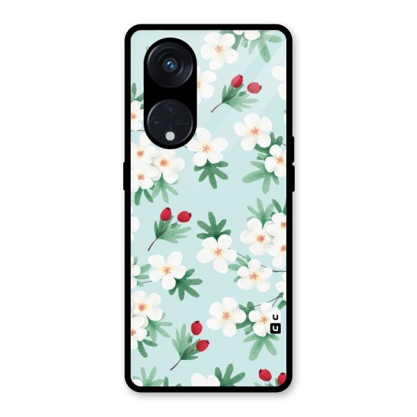 Flowers Pastel Glass Back Case for Reno8 T 5G