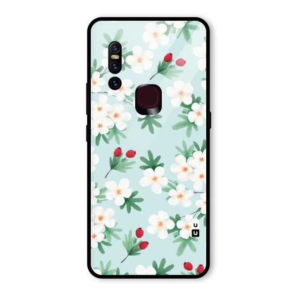 Flowers Pastel Glass Back Case for Vivo V15