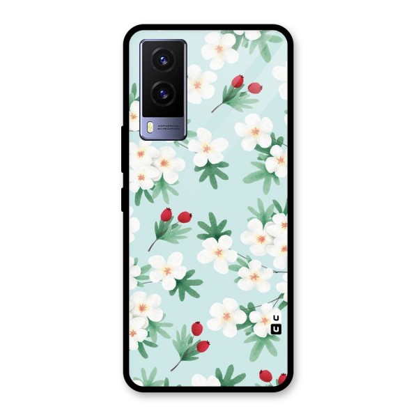 Flowers Pastel Glass Back Case for Vivo V21e 5G