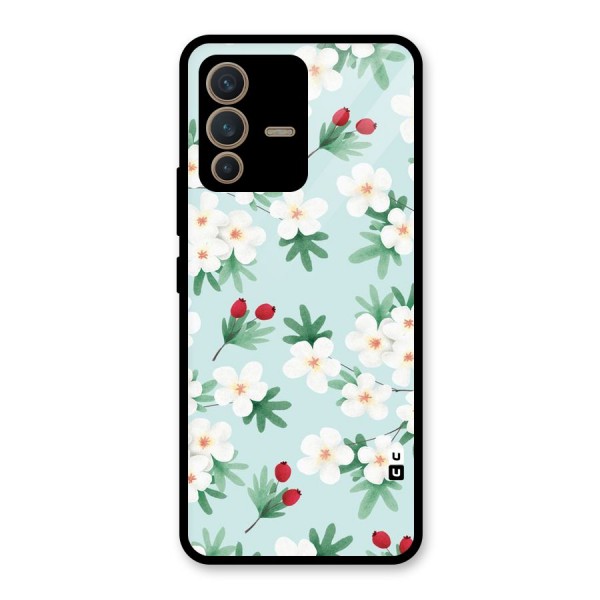 Flowers Pastel Glass Back Case for Vivo V23 5G