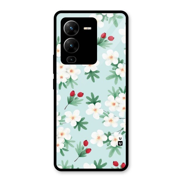 Flowers Pastel Glass Back Case for Vivo V25 Pro