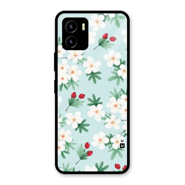 Flowers Pastel Glass Back Case for Vivo Y15s