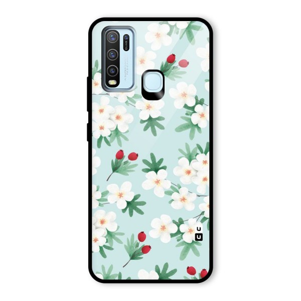 Flowers Pastel Glass Back Case for Vivo Y30