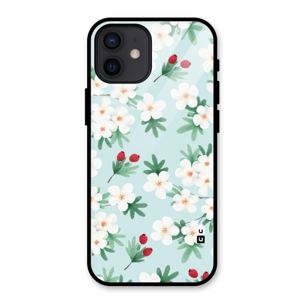 Flowers Pastel Glass Back Case for iPhone 12