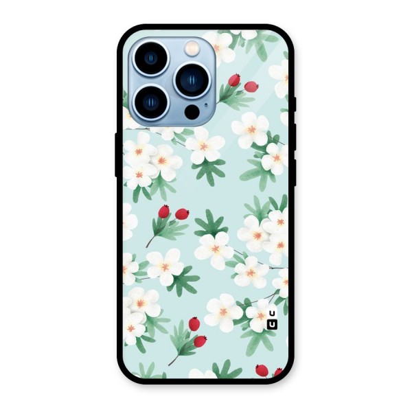 Flowers Pastel Glass Back Case for iPhone 13 Pro