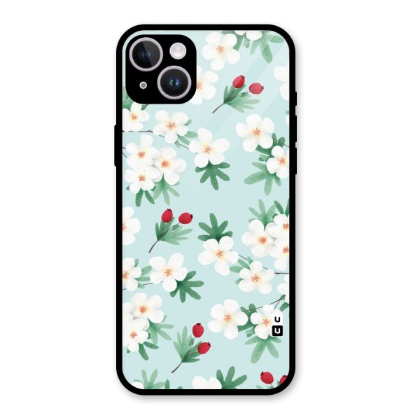 Flowers Pastel Glass Back Case for iPhone 14 Plus