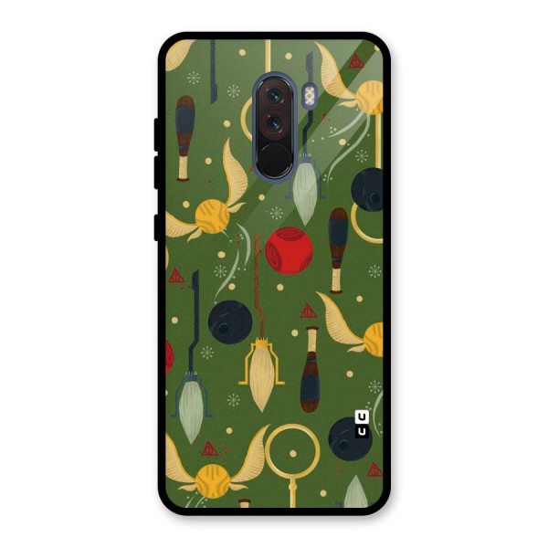 Flying Ball Pattern Glass Back Case for Poco F1