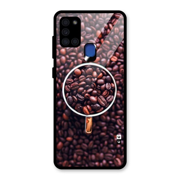 Focus Coffee Beans Glass Back Case for Galaxy A21s