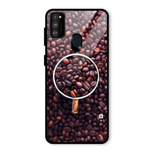 Focus Coffee Beans Glass Back Case for Galaxy M21