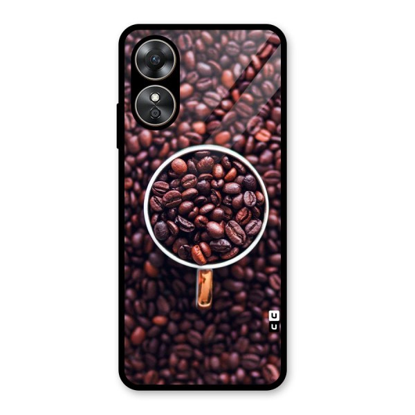 Focus Coffee Beans Glass Back Case for Oppo A17