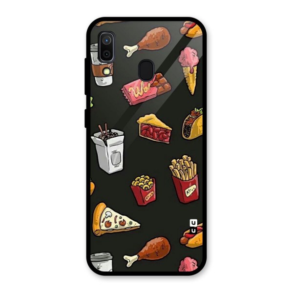 Foodie Pattern Glass Back Case for Galaxy A30