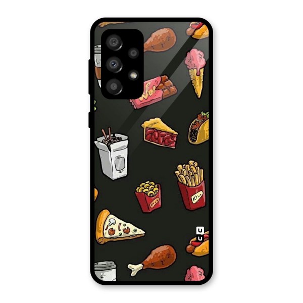 Foodie Pattern Glass Back Case for Galaxy A32