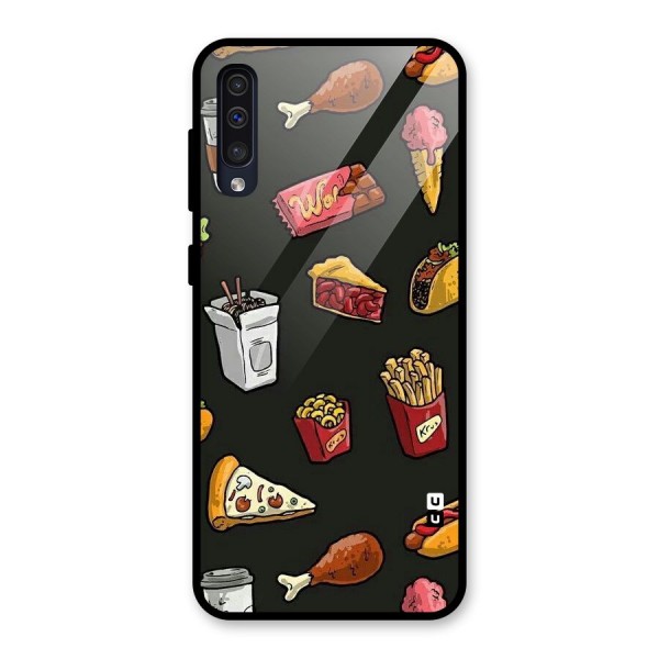 Foodie Pattern Glass Back Case for Galaxy A50