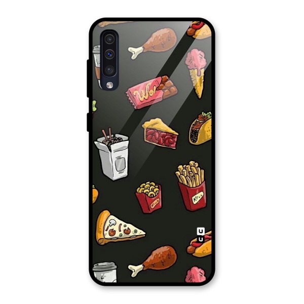 Foodie Pattern Glass Back Case for Galaxy A50s