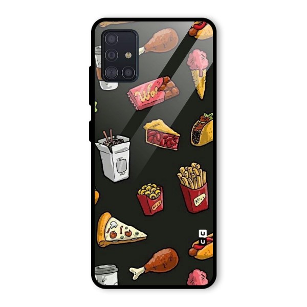 Foodie Pattern Glass Back Case for Galaxy A51