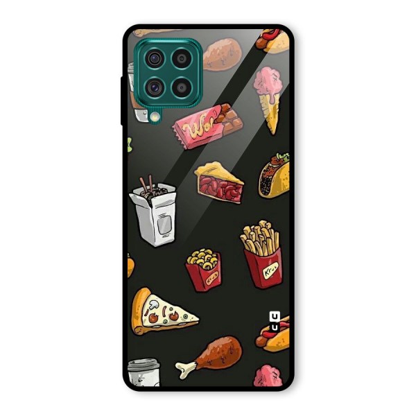 Foodie Pattern Glass Back Case for Galaxy F62