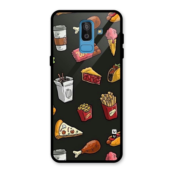 Foodie Pattern Glass Back Case for Galaxy J8