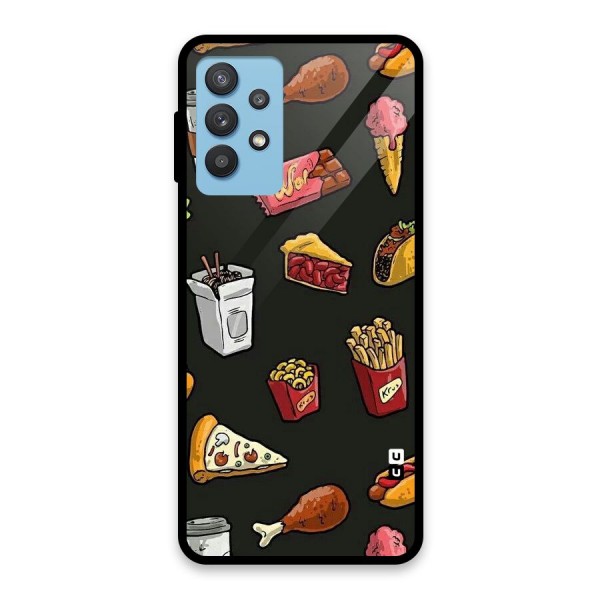 Foodie Pattern Glass Back Case for Galaxy M32 5G