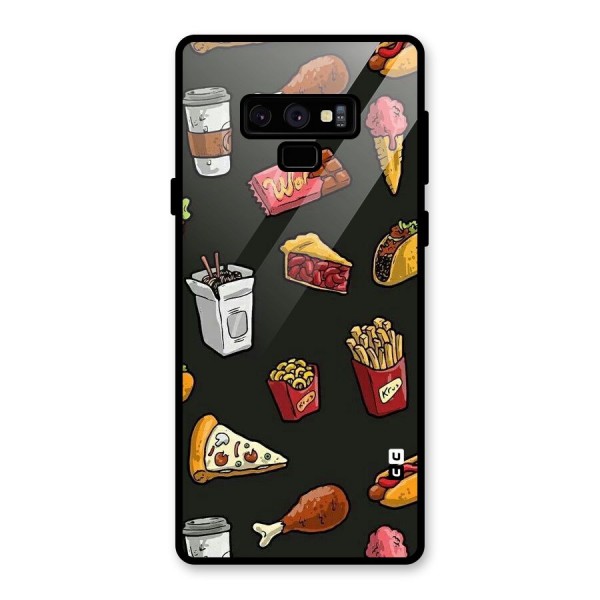 Foodie Pattern Glass Back Case for Galaxy Note 9