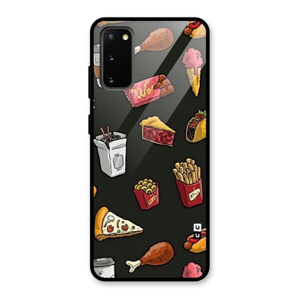 Foodie Pattern Glass Back Case for Galaxy S20