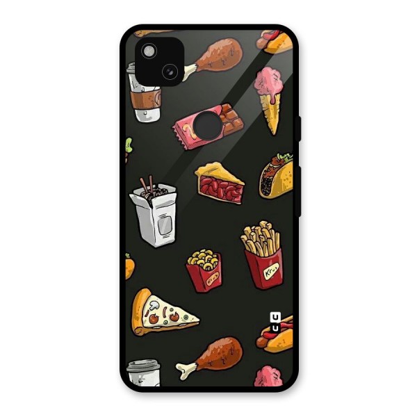 Foodie Pattern Glass Back Case for Google Pixel 4a