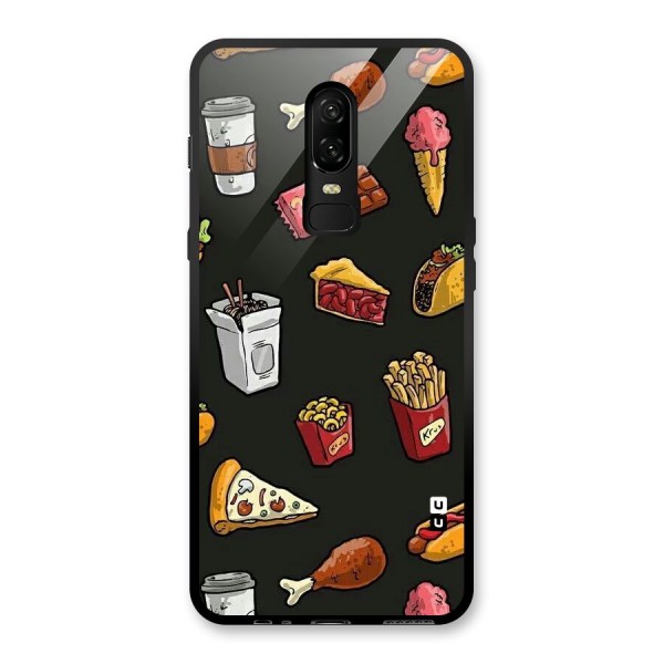 Foodie Pattern Glass Back Case for OnePlus 6