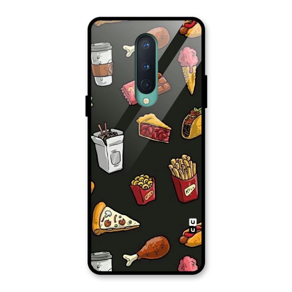 Foodie Pattern Glass Back Case for OnePlus 8