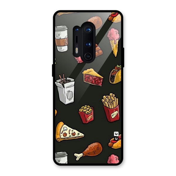 Foodie Pattern Glass Back Case for OnePlus 8 Pro