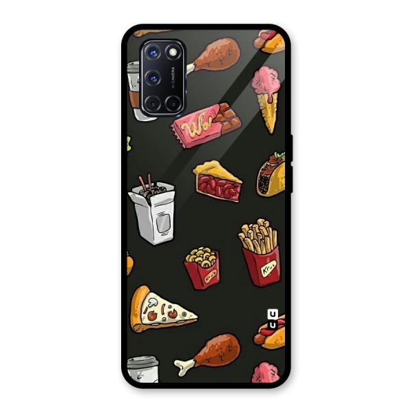 Foodie Pattern Glass Back Case for Oppo A52