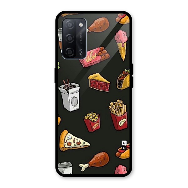 Foodie Pattern Glass Back Case for Oppo A53s 5G