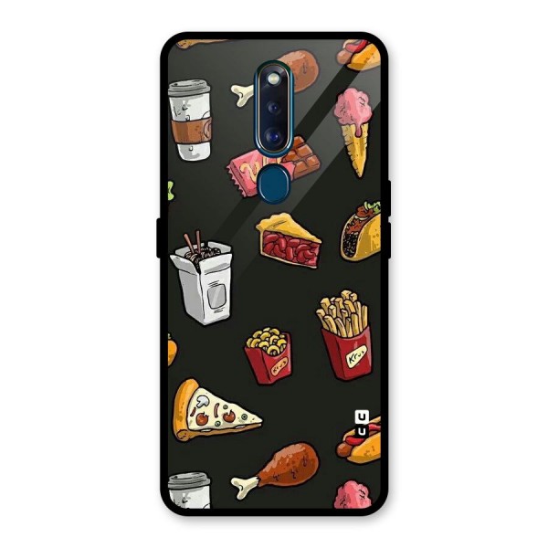 Foodie Pattern Glass Back Case for Oppo F11 Pro