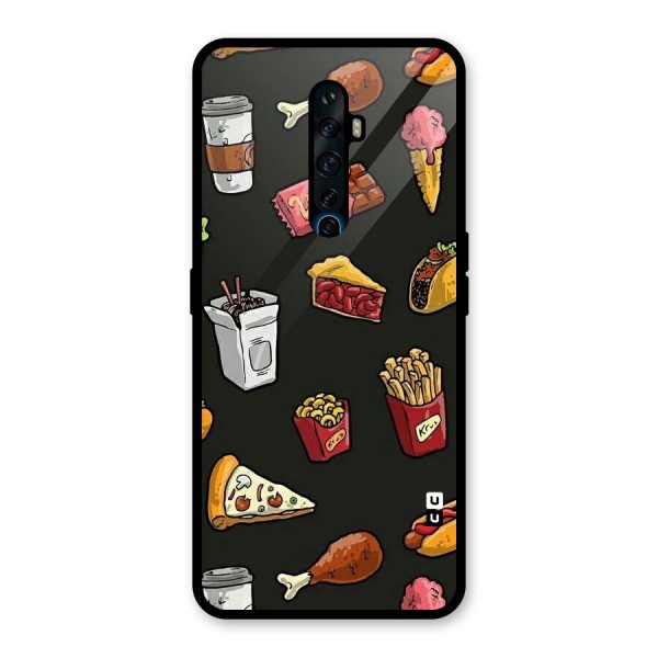 Foodie Pattern Glass Back Case for Oppo Reno2 Z