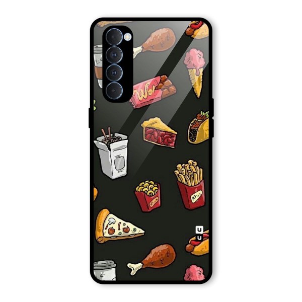 Foodie Pattern Glass Back Case for Oppo Reno4 Pro