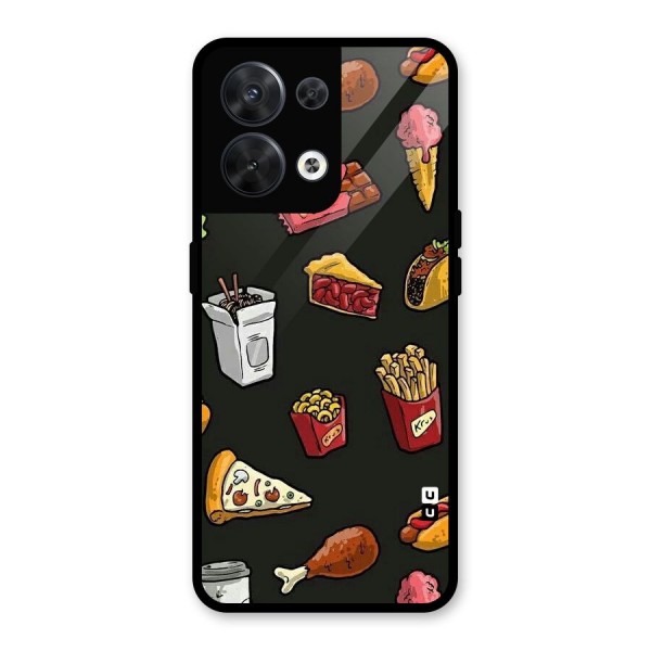 Foodie Pattern Glass Back Case for Oppo Reno8 5G