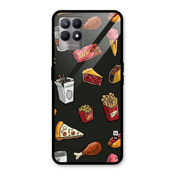 Foodie Pattern Glass Back Case for Realme 8i