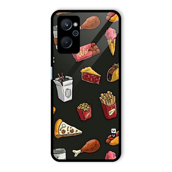 Foodie Pattern Glass Back Case for Realme 9i