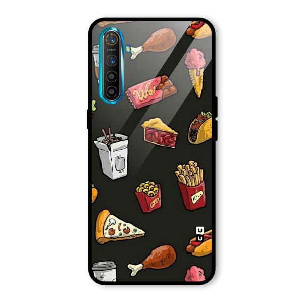 Foodie Pattern Glass Back Case for Realme XT