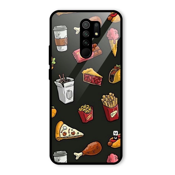 Foodie Pattern Glass Back Case for Redmi 9 Prime