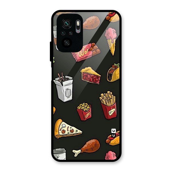 Foodie Pattern Glass Back Case for Redmi Note 10