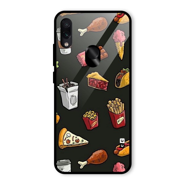 Foodie Pattern Glass Back Case for Redmi Note 7