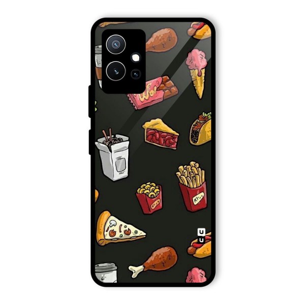 Foodie Pattern Glass Back Case for Vivo T1 5G