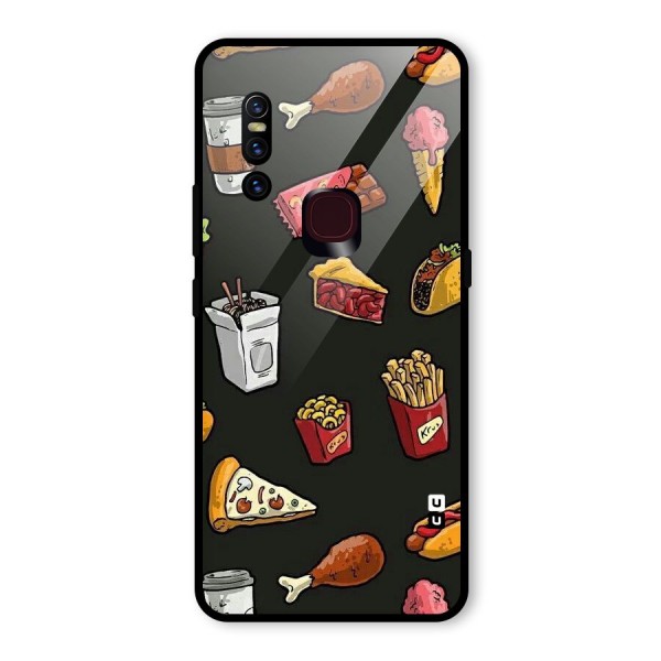 Foodie Pattern Glass Back Case for Vivo V15